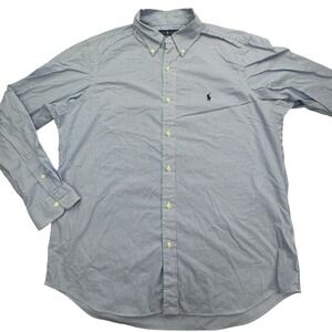 Ralph Lauren Shirt Mens XL Blue White Striped Classic Fit Button Down Pony Logo